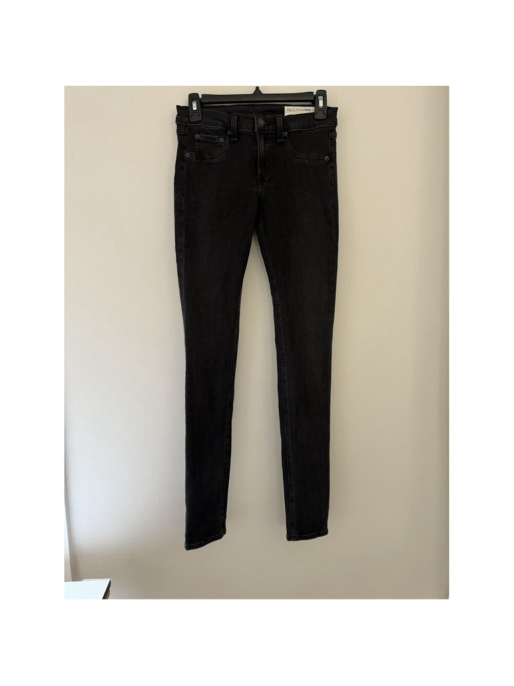 Rag & Bone Cate Skinny Jeans Black Coal Mid Rise Stretch Denim Size 28